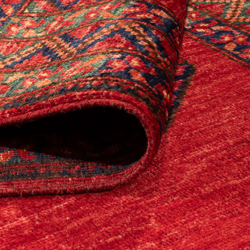 Tapis de couloir Tapis afghan - Kunduz - 237 x 83 cm - rouge