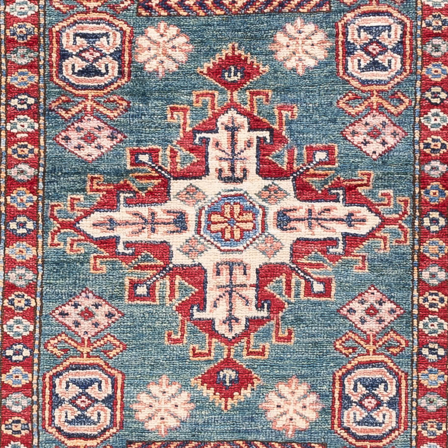 Tapis de couloir Tapis Ziegler - Kazak - 253 x 78 cm - bleu foncé