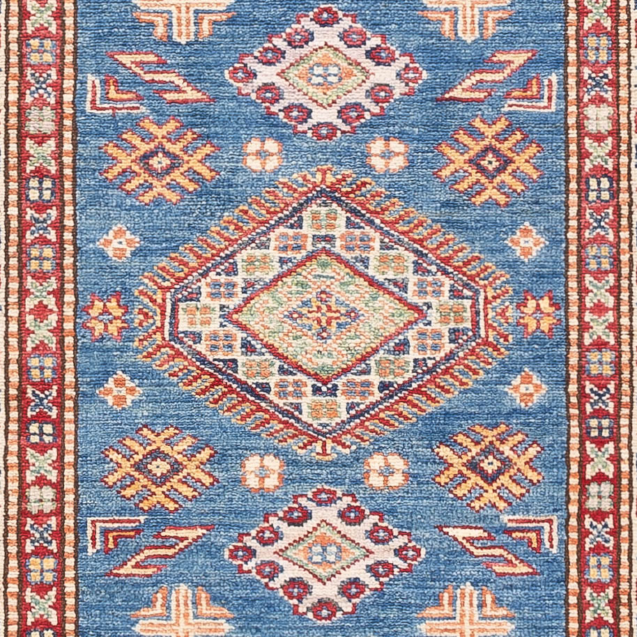 Tapis de couloir Tapis Ziegler - Kazak - 252 x 75 cm - bleu