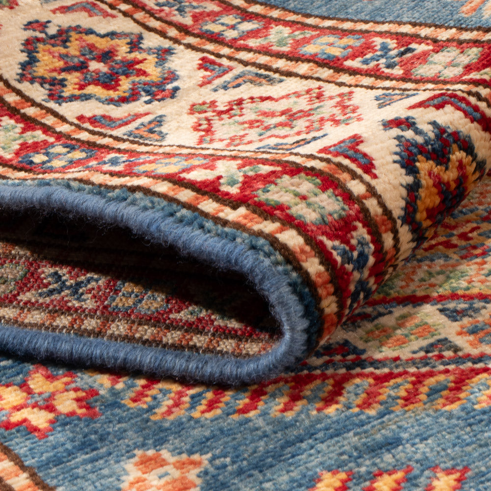 Tapis de couloir Tapis Ziegler - Kazak - 252 x 75 cm - bleu