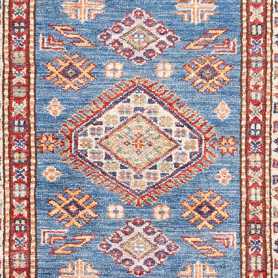 Tapis de couloir Tapis Ziegler - Kazak - 256 x 74 cm - bleu