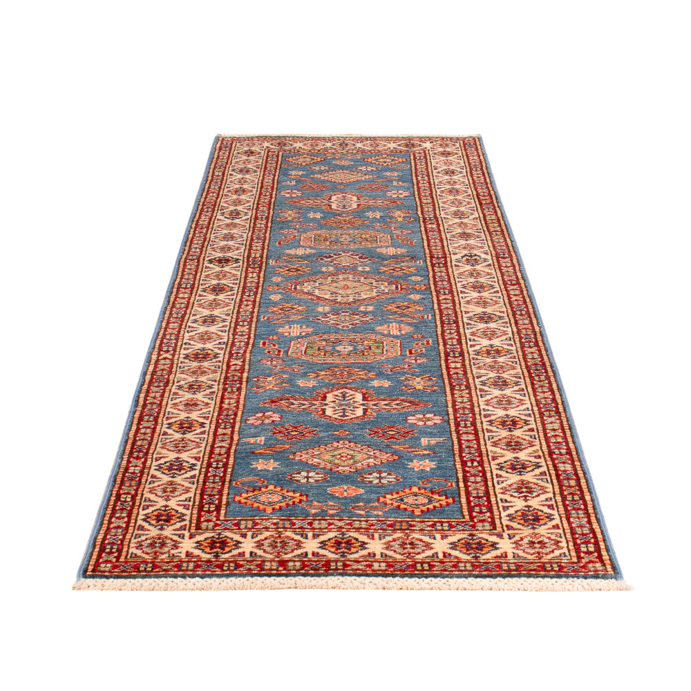 Tapis de couloir Tapis Ziegler - Kazak - 256 x 74 cm - bleu