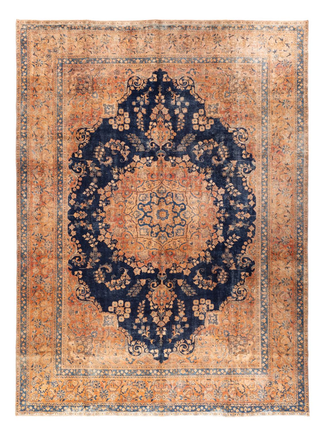 Tapis vintage - 387 x 286 cm - bleu foncé