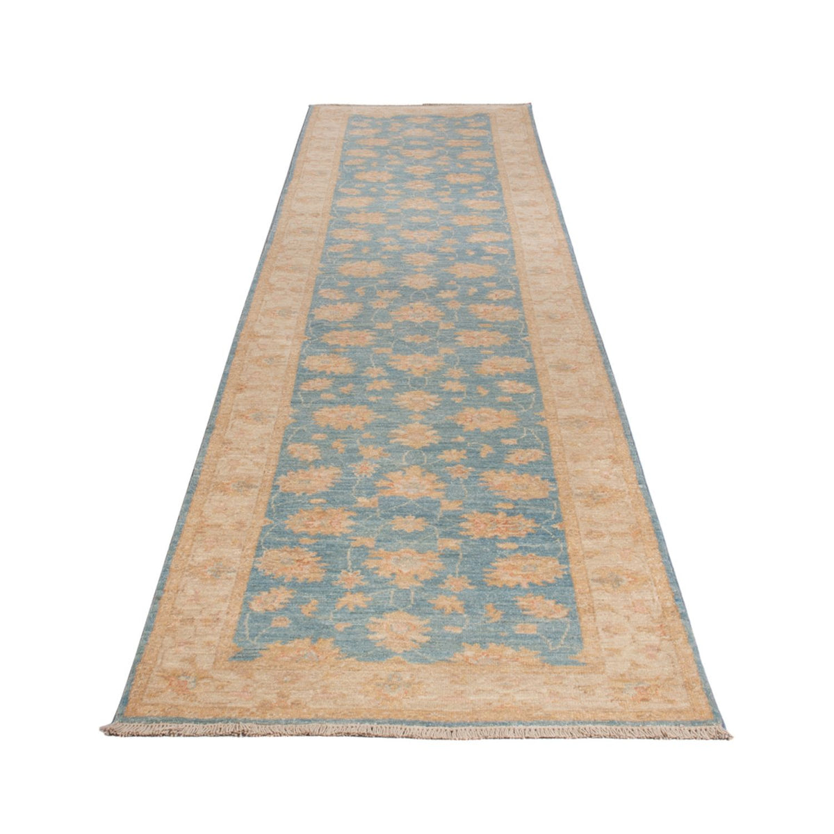 Tapis de couloir Tapis Ziegler - 393 x 81 cm - bleu clair
