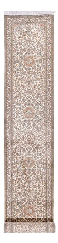 Tapis de couloir Tapis en soie - Soie du Cachemire - 480 x 79 cm - beige foncé