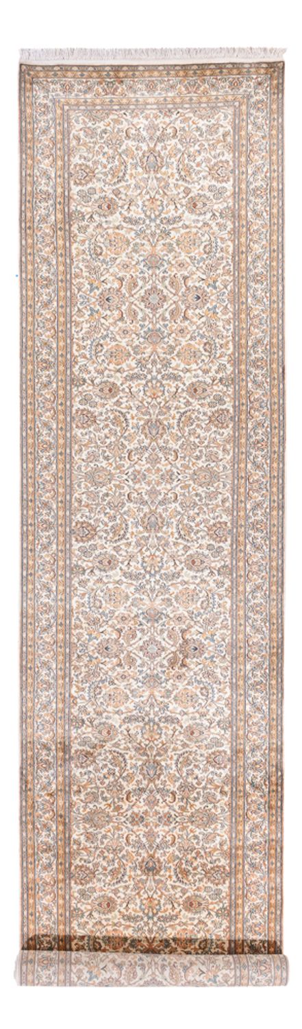 Tapis de couloir Tapis en soie - Soie du Cachemire - 447 x 98 cm - crème