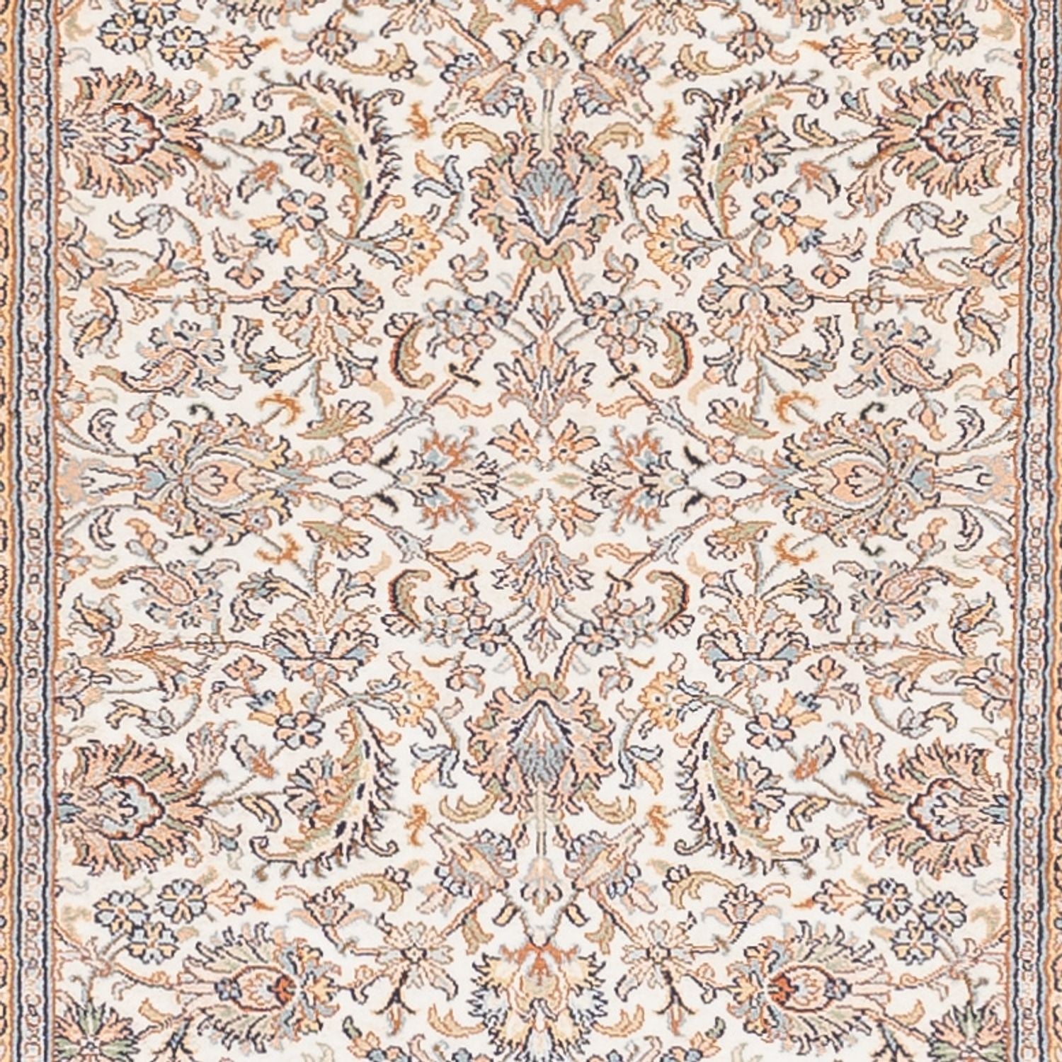 Tapis de couloir Tapis en soie - Soie du Cachemire - 447 x 98 cm - crème