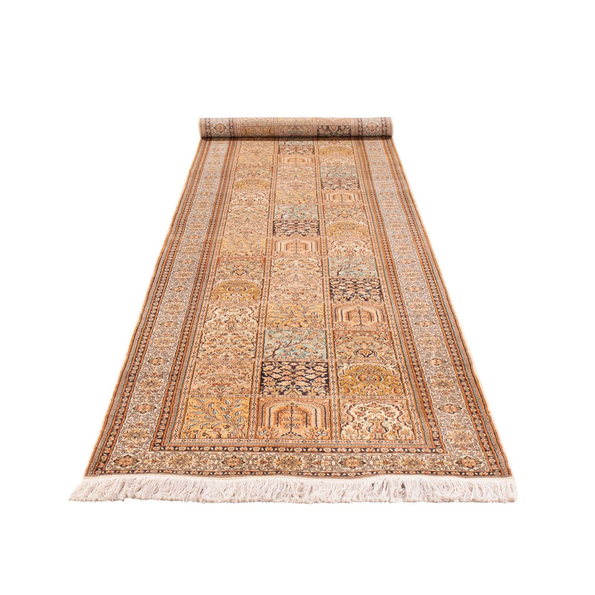 Tapis de couloir Tapis en soie - Soie du Cachemire - 452 x 97 cm - crème