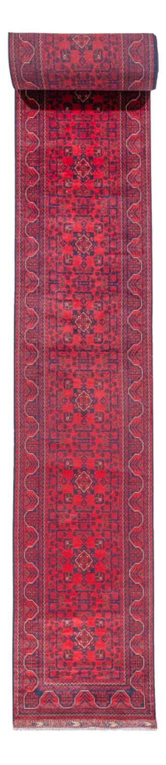 Tapis de couloir Tapis afghan - Kunduz - 945 x 78 cm - rouge
