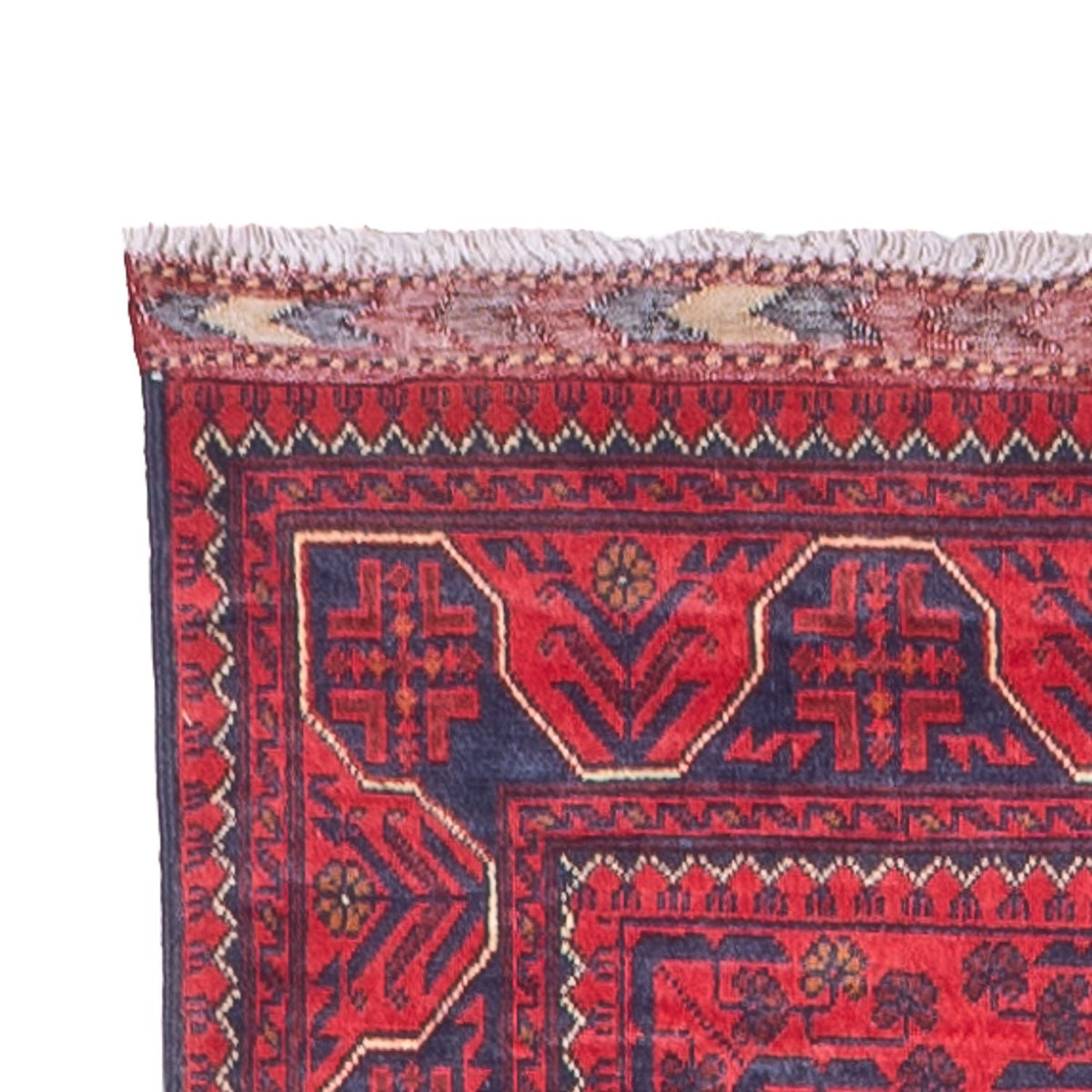 Tapis de couloir Tapis afghan - Kunduz - 945 x 78 cm - rouge