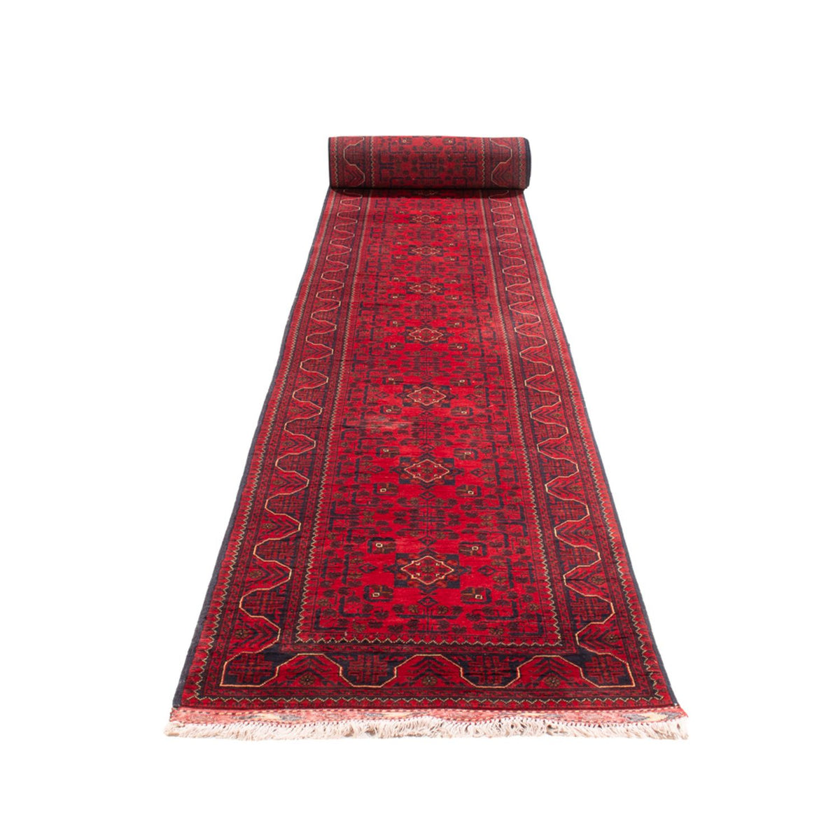 Tapis de couloir Tapis afghan - Kunduz - 945 x 78 cm - rouge