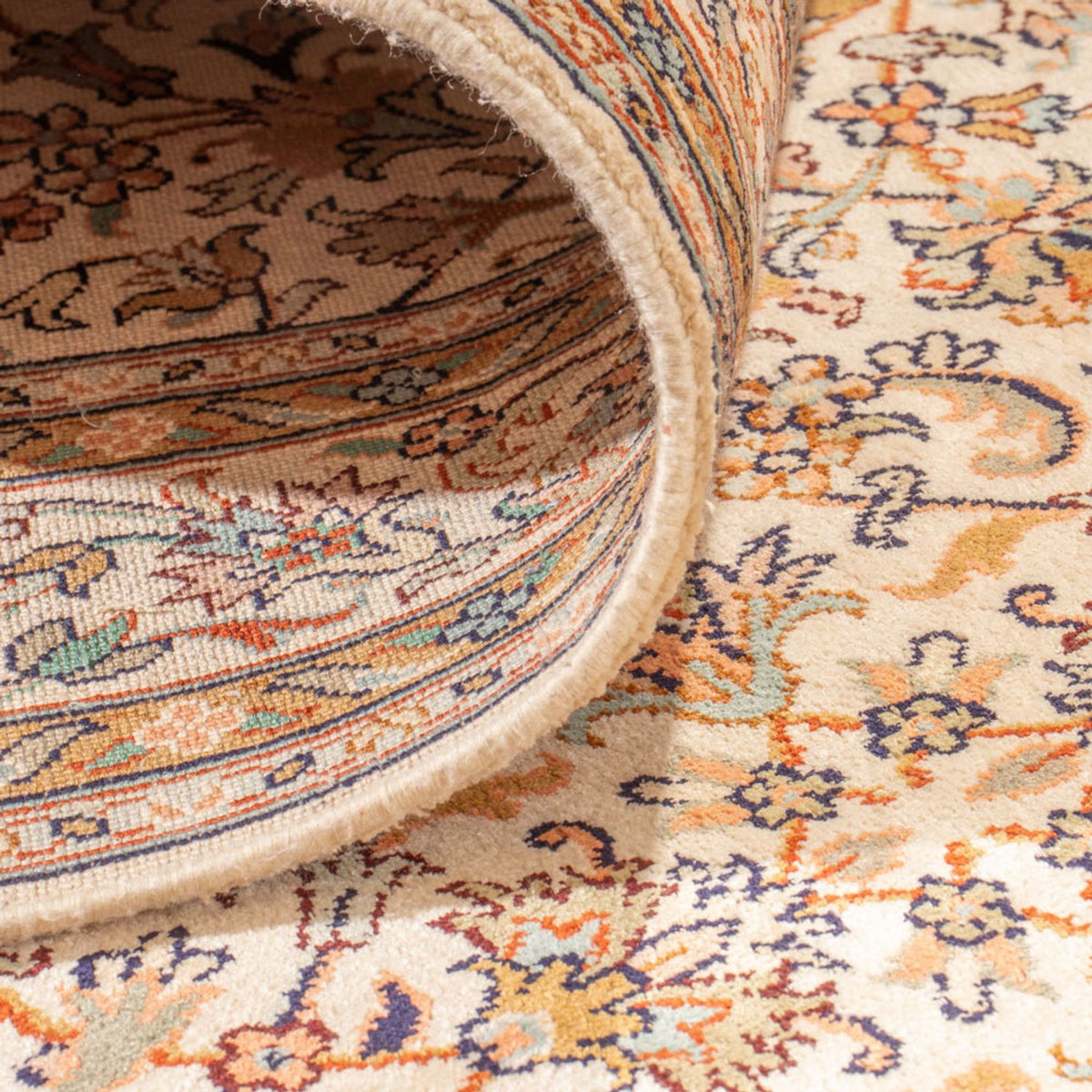 Tapis de couloir Tapis en soie - Soie du Cachemire - 444 x 94 cm - beige