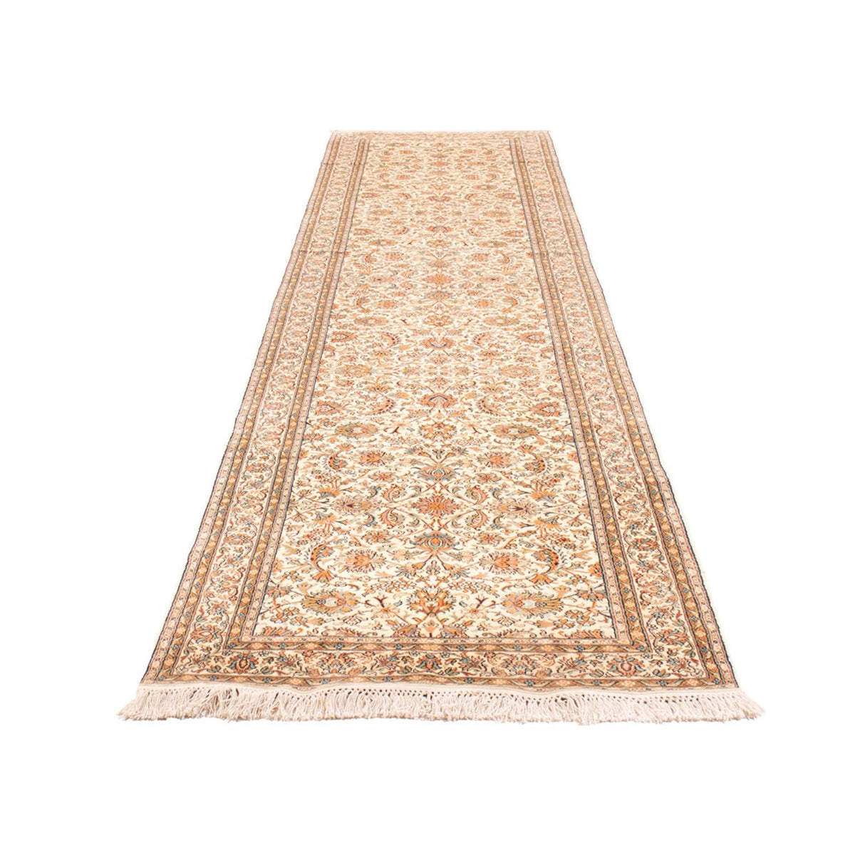 Tapis de couloir Tapis en soie - Soie du Cachemire - 444 x 94 cm - beige