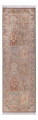 Tapis de couloir Tapis en soie - Soie du Cachemire - 259 x 79 cm - beige foncé