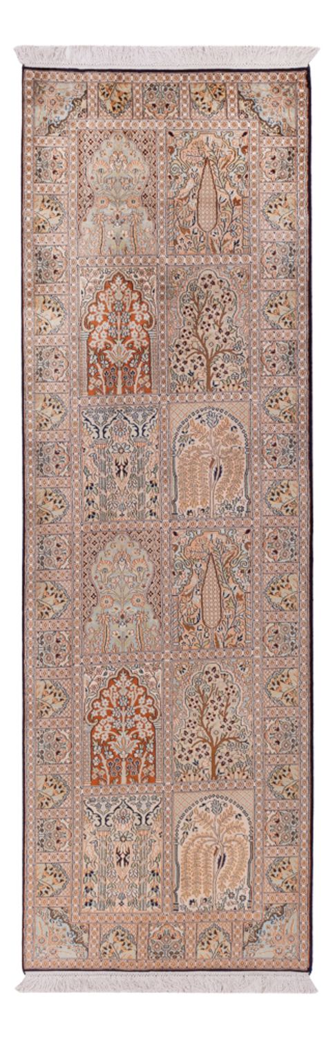 Tapis de couloir Tapis en soie - Soie du Cachemire - 259 x 79 cm - beige foncé
