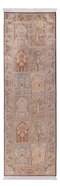 Tapis de couloir Tapis en soie - Soie du Cachemire - 259 x 79 cm - beige foncé