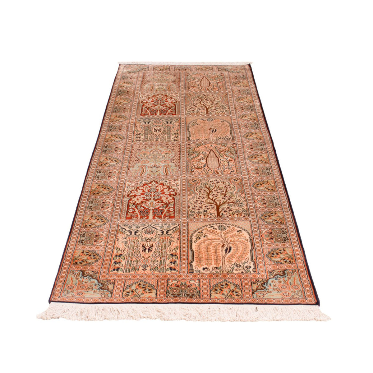 Tapis de couloir Tapis en soie - Soie du Cachemire - 259 x 79 cm - beige foncé