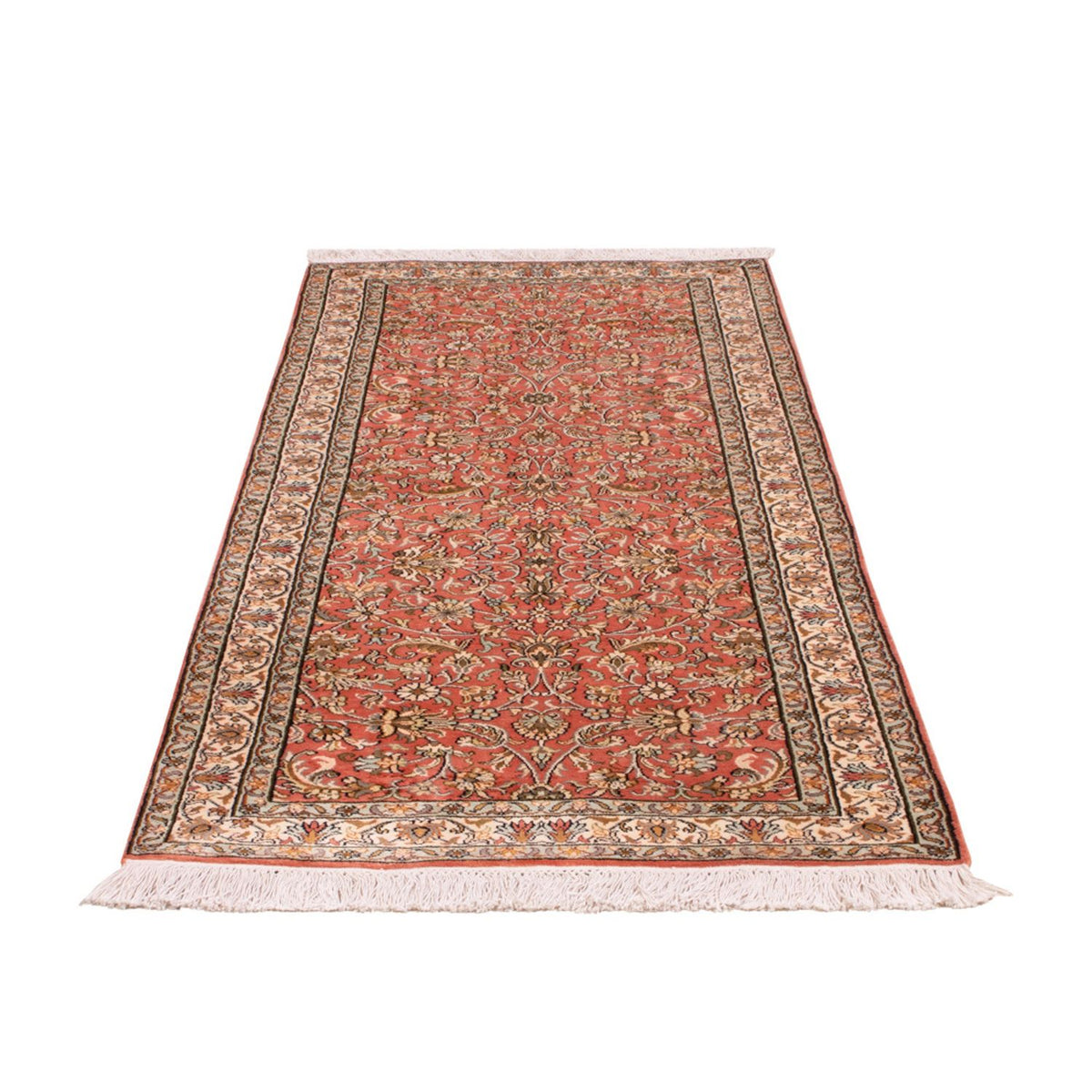 Tapis de couloir Tapis en soie - Soie du Cachemire - 188 x 78 cm - rouge clair