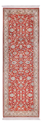 Tapis de couloir Tapis en soie - Soie du Cachemire - 242 x 79 cm - rouge