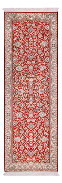 Tapis de couloir Tapis en soie - Soie du Cachemire - 242 x 79 cm - rouge