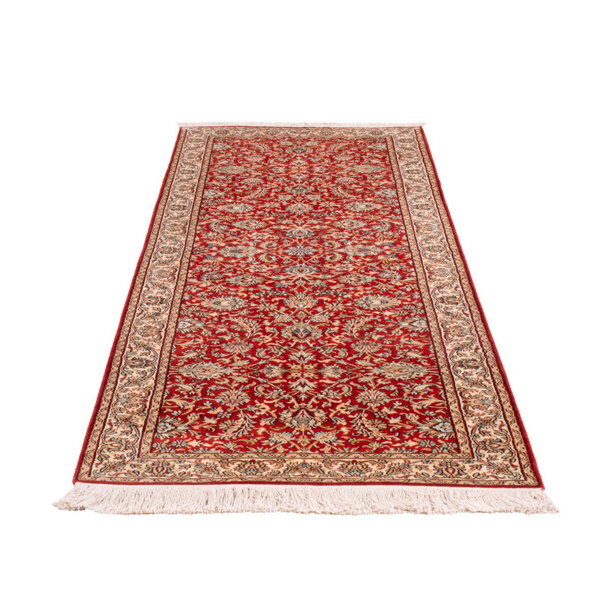Tapis de couloir Tapis en soie - Soie du Cachemire - 242 x 79 cm - rouge