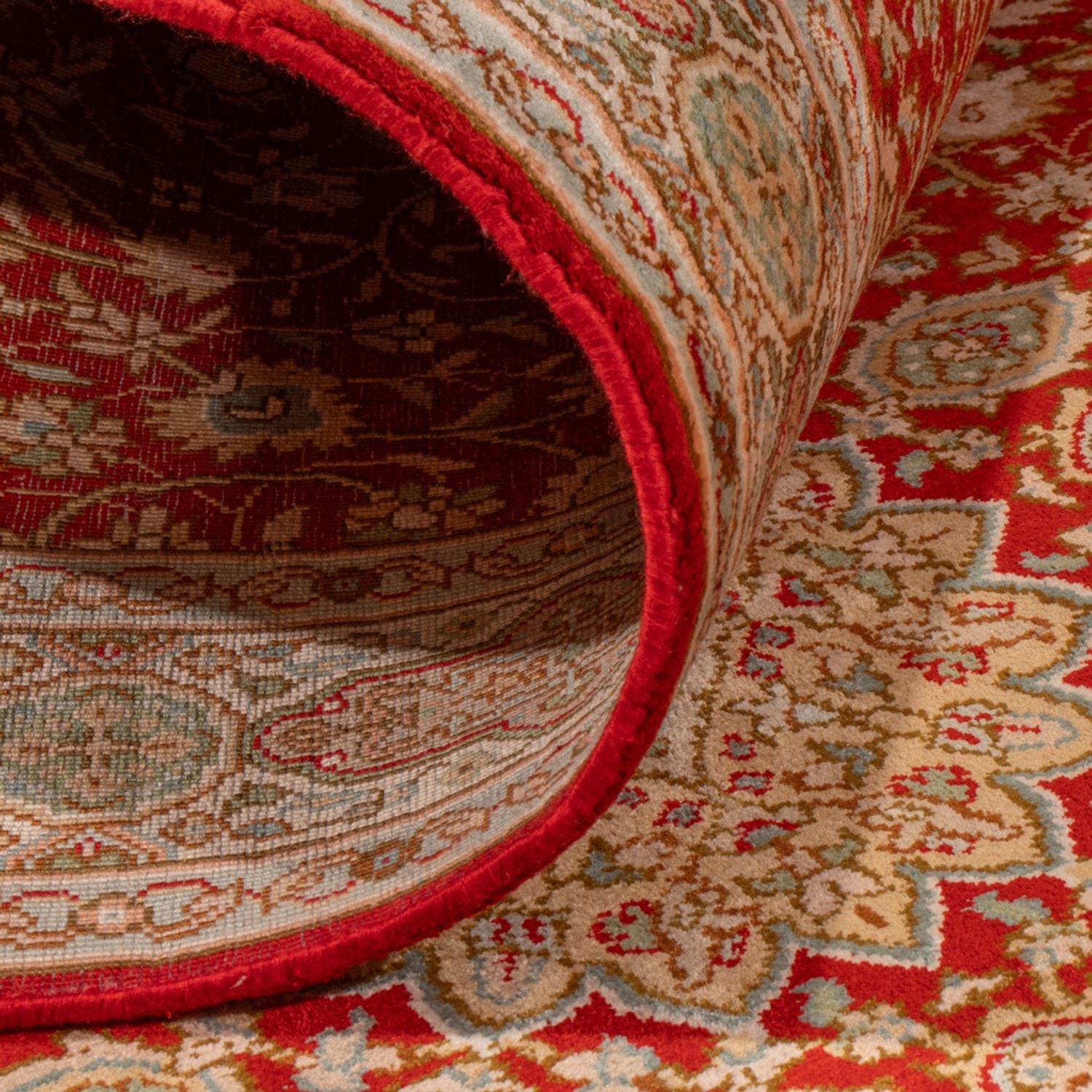 Tapis de couloir Tapis en soie - Soie du Cachemire - 251 x 81 cm - rouge