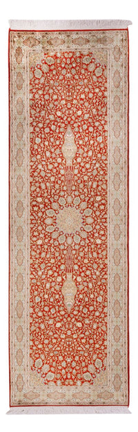 Tapis de couloir Tapis en soie - Soie du Cachemire - 251 x 79 cm - rouge