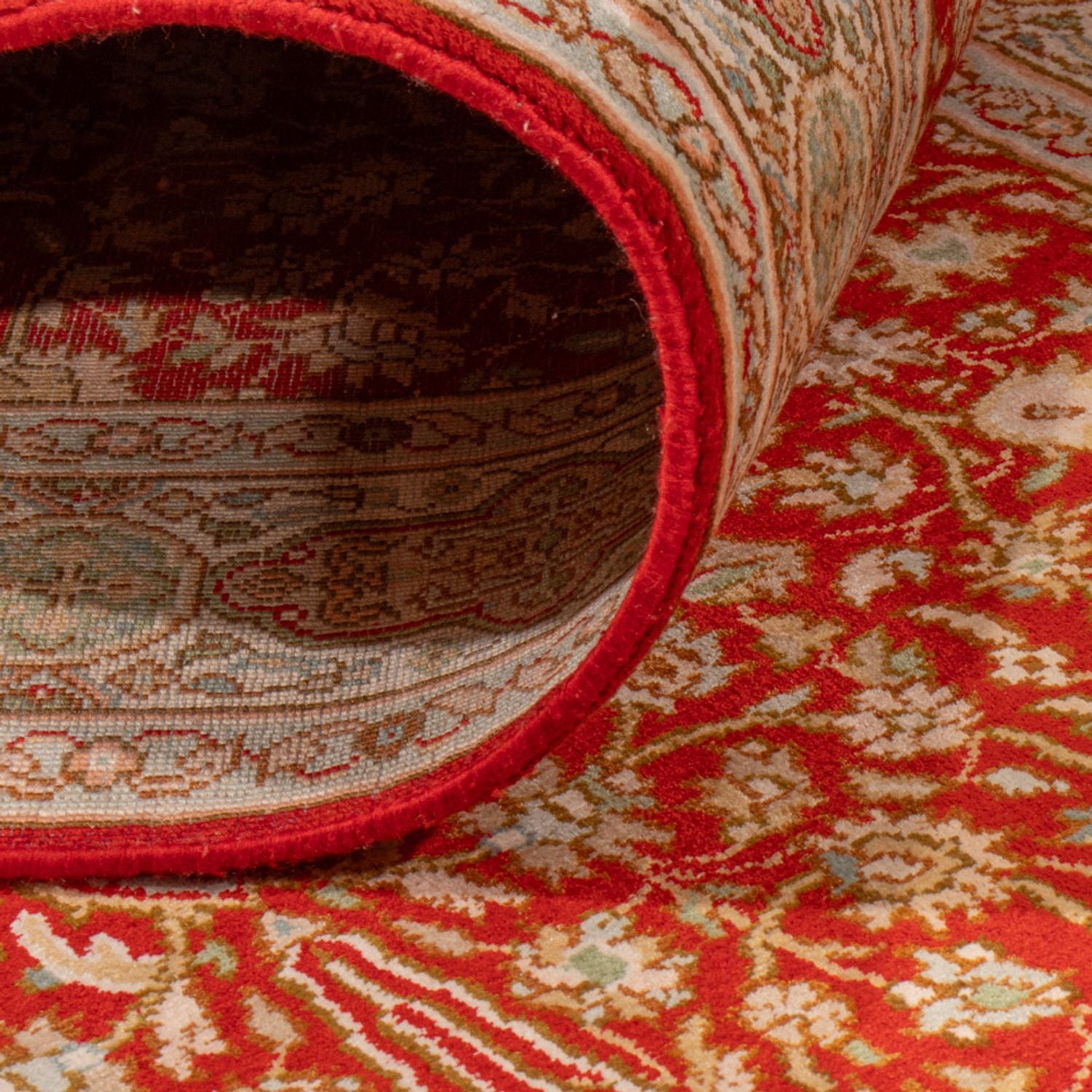 Tapis de couloir Tapis en soie - Soie du Cachemire - 251 x 79 cm - rouge