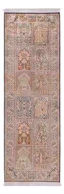 Tapis de couloir Tapis en soie - Soie du Cachemire - 243 x 80 cm - beige foncé