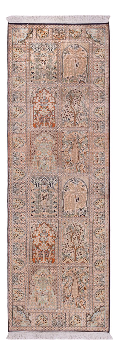Tapis de couloir Tapis en soie - Soie du Cachemire - 243 x 80 cm - beige foncé