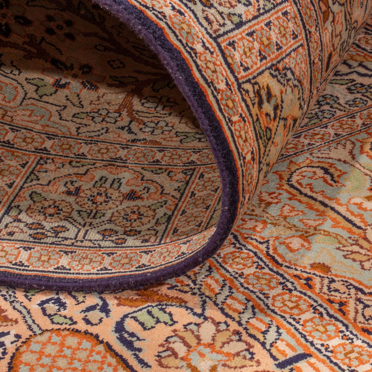 Tapis de couloir Tapis en soie - Soie du Cachemire - 243 x 80 cm - beige foncé