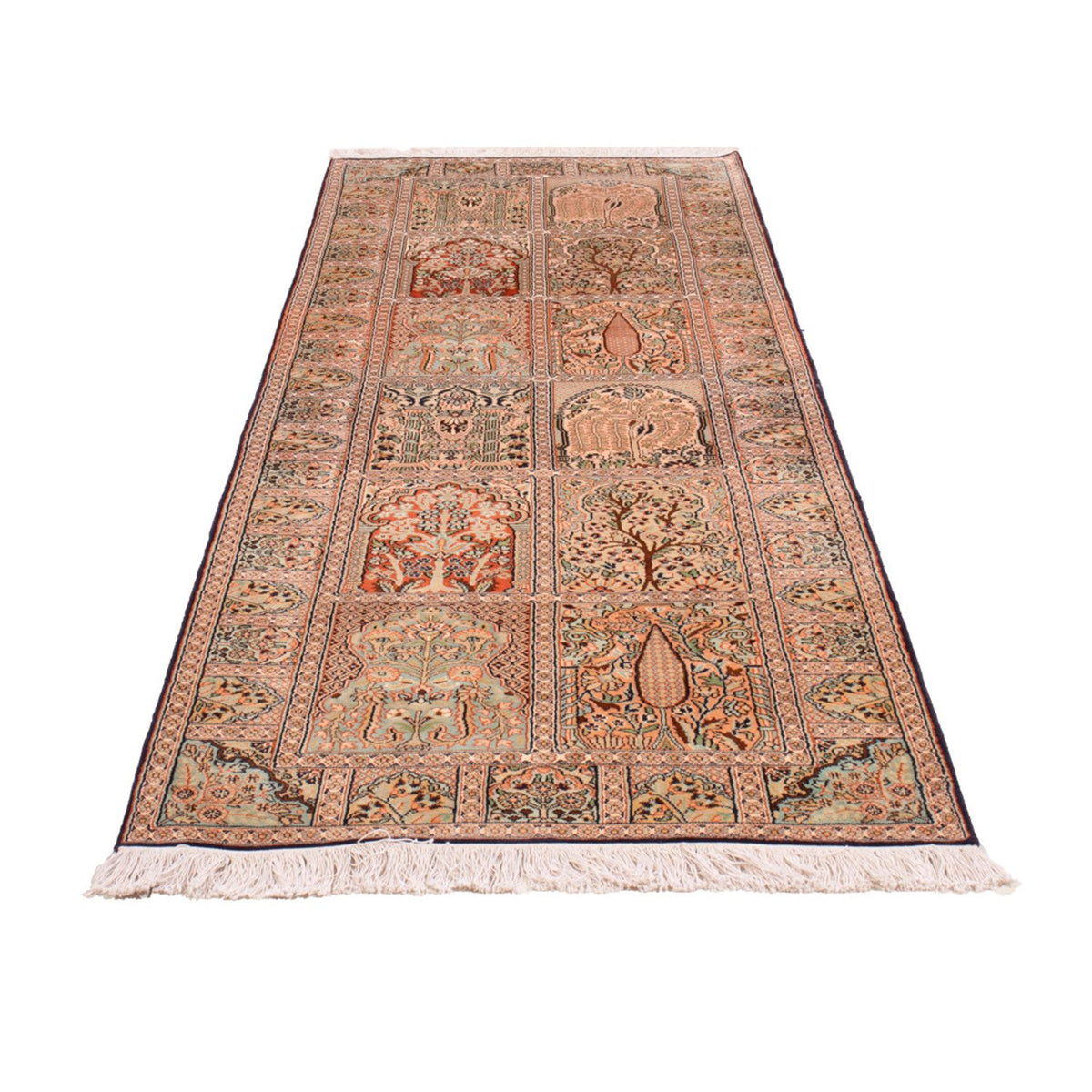 Tapis de couloir Tapis en soie - Soie du Cachemire - 243 x 80 cm - beige foncé