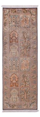Tapis de couloir Tapis en soie - Soie du Cachemire - 237 x 79 cm - beige foncé