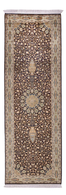 Tapis de couloir Tapis en soie - Soie du Cachemire - 255 x 81 cm - beige foncé