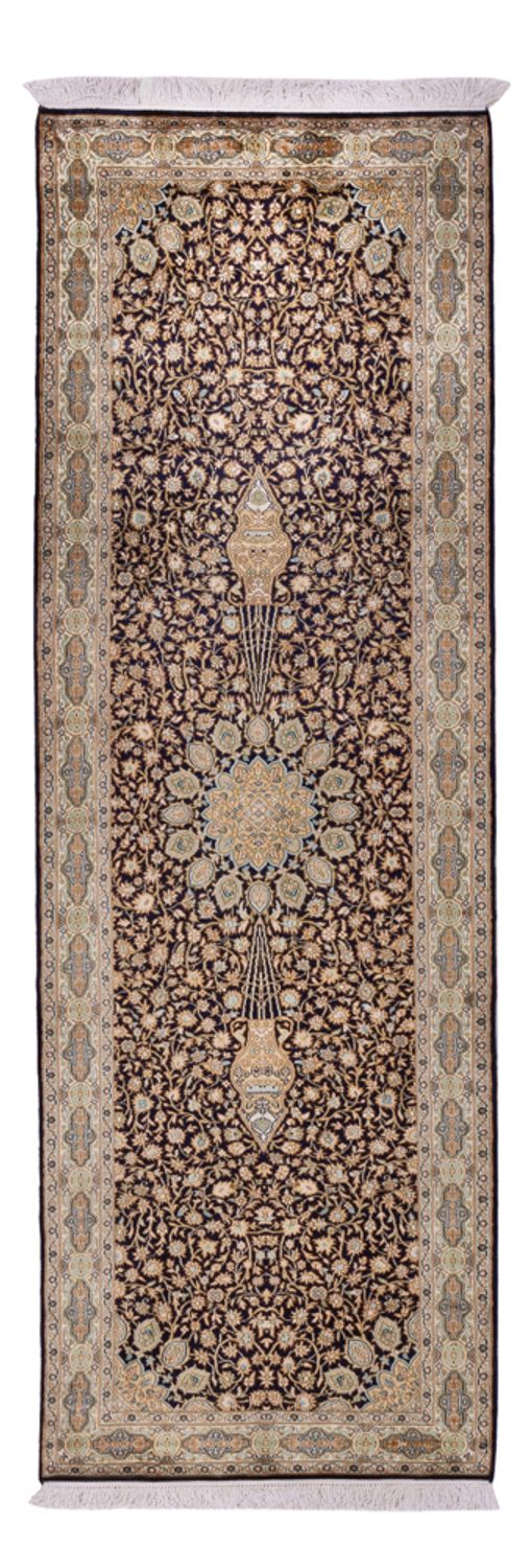 Tapis de couloir Tapis en soie - Soie du Cachemire - 255 x 81 cm - beige foncé
