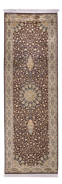 Tapis de couloir Tapis en soie - Soie du Cachemire - 255 x 81 cm - beige foncé