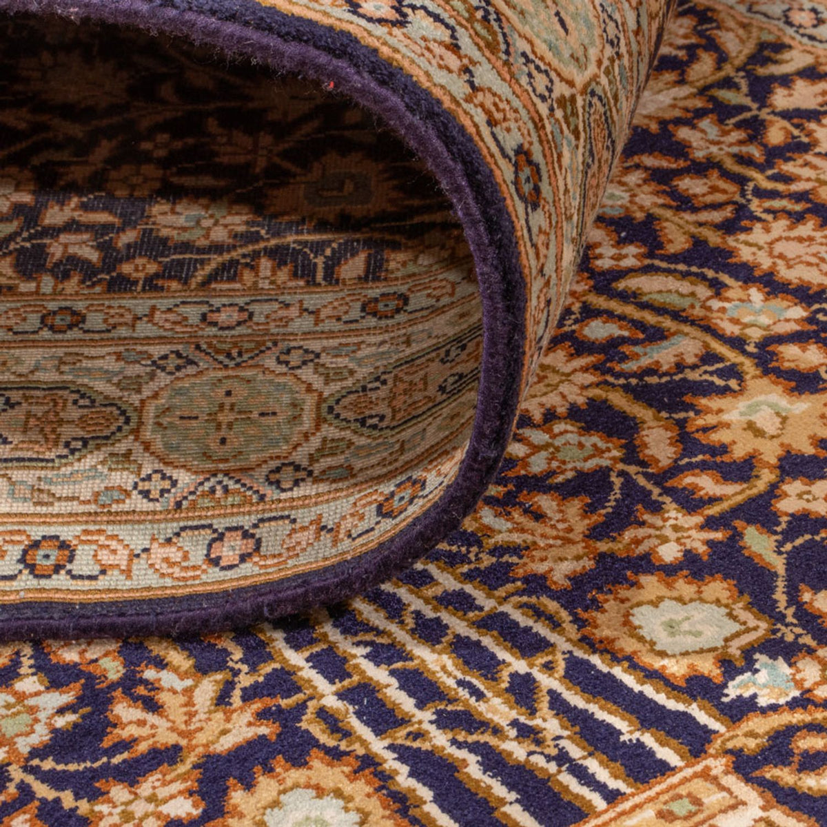 Tapis de couloir Tapis en soie - Soie du Cachemire - 255 x 81 cm - beige foncé