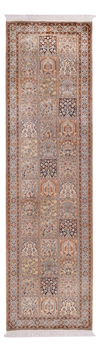 Tapis de couloir Tapis en soie - Soie du Cachemire - 305 x 81 cm - beige foncé