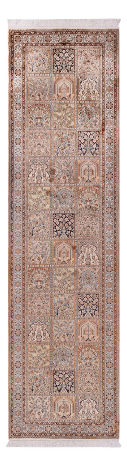 Tapis de couloir Tapis en soie - Soie du Cachemire - 307 x 81 cm - beige foncé