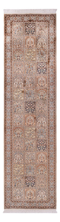 Tapis de couloir Tapis en soie - Soie du Cachemire - 307 x 81 cm - beige foncé