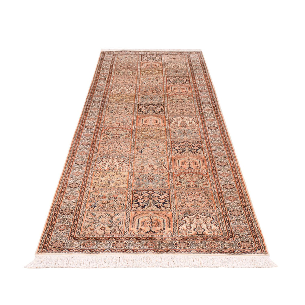 Tapis de couloir Tapis en soie - Soie du Cachemire - 307 x 81 cm - beige foncé