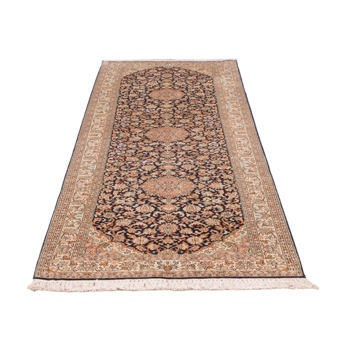 Tapis de couloir Tapis en soie - Soie du Cachemire - 264 x 76 cm - beige foncé
