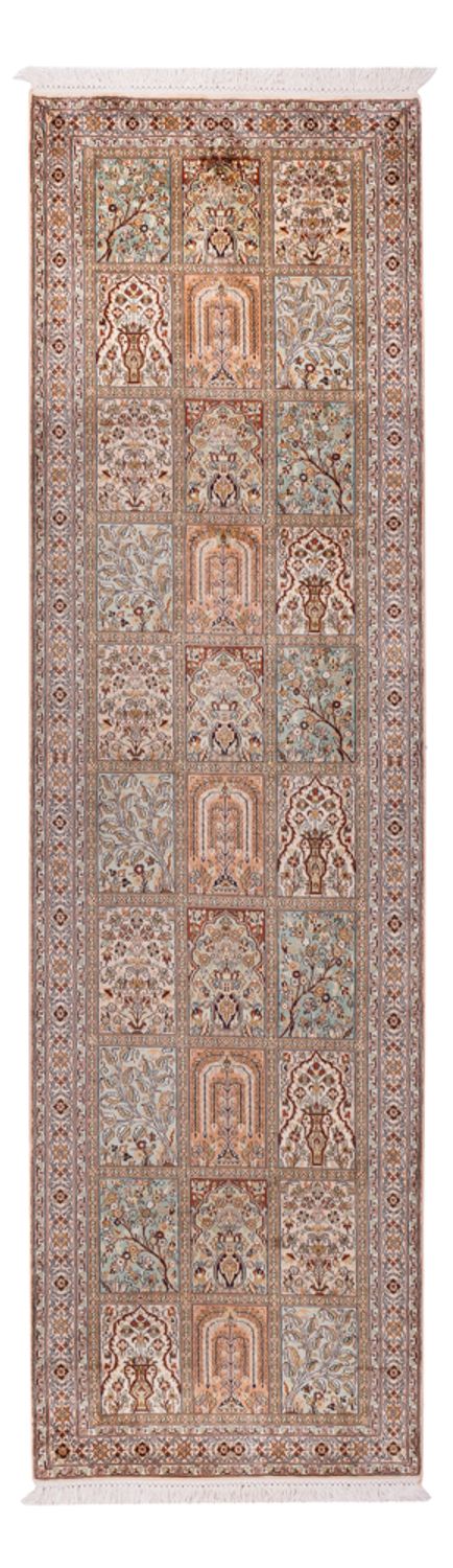 Tapis de couloir Tapis en soie - Soie du Cachemire - 285 x 80 cm - beige foncé