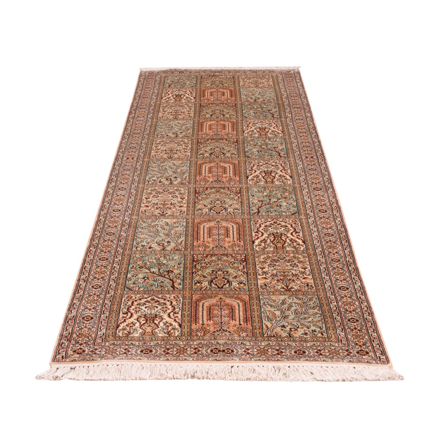 Tapis de couloir Tapis en soie - Soie du Cachemire - 285 x 80 cm - beige foncé