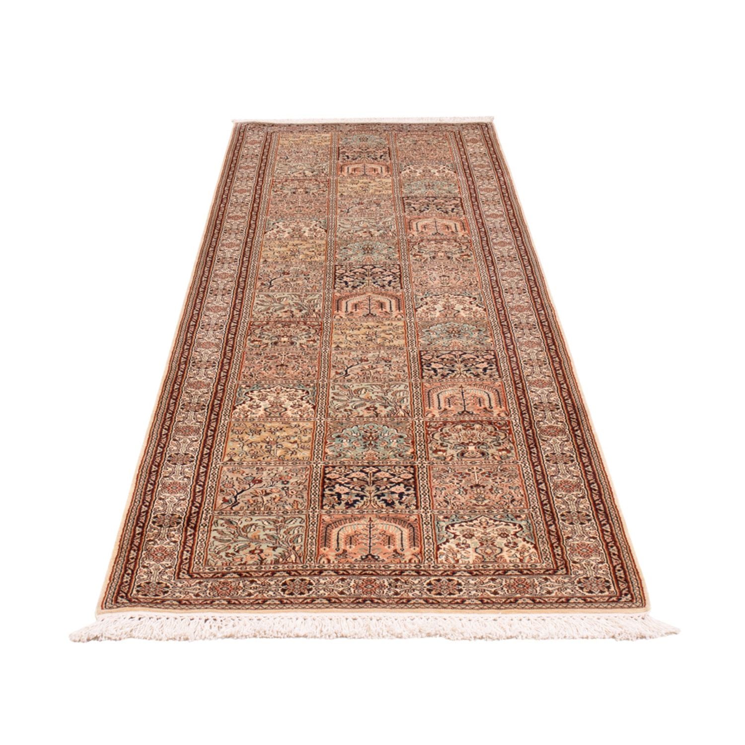 Tapis de couloir Tapis en soie - Soie du Cachemire - 301 x 79 cm - beige foncé