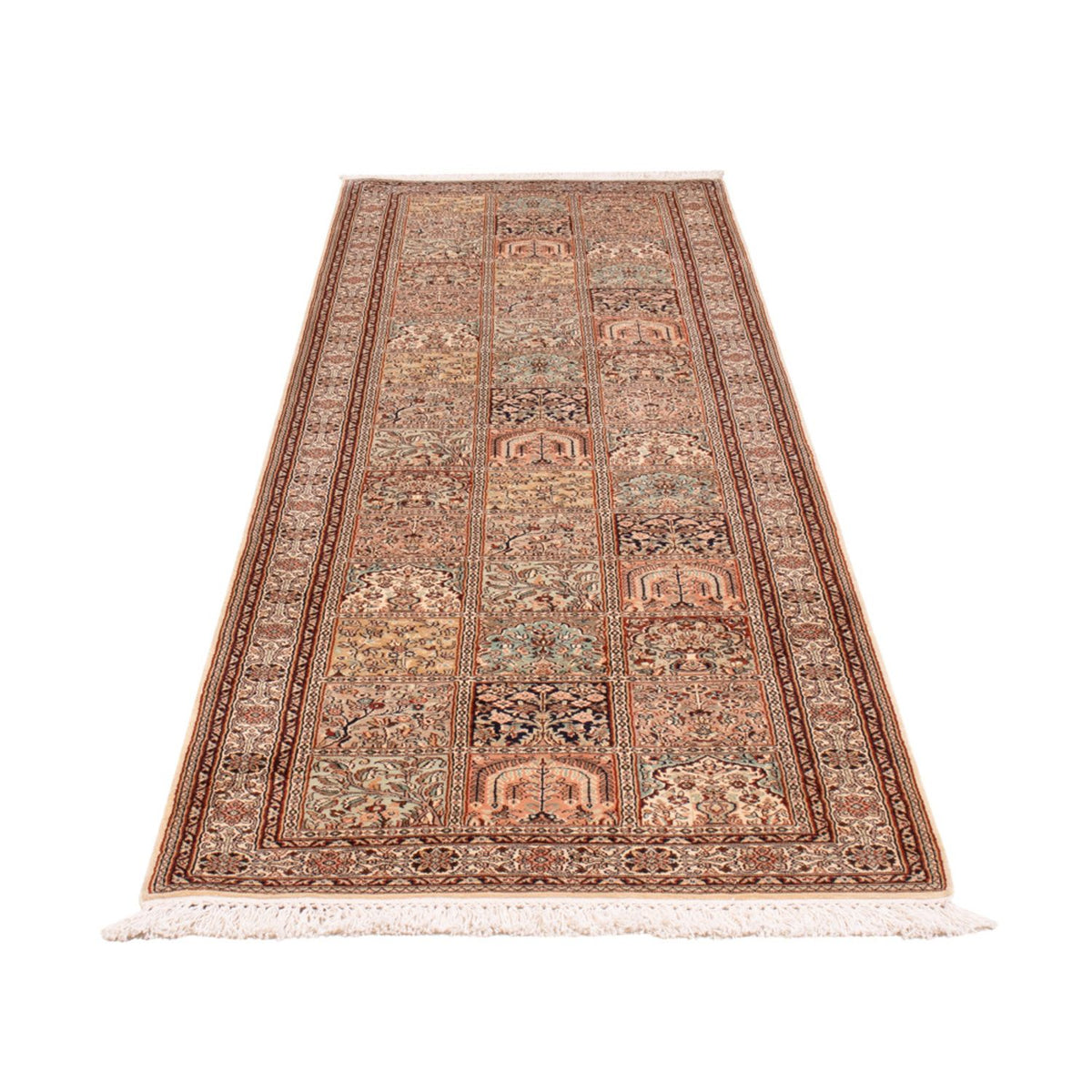 Tapis de couloir Tapis en soie - Soie du Cachemire - 301 x 79 cm - beige foncé