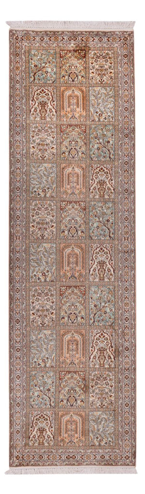 Tapis de couloir Tapis en soie - Soie du Cachemire - 287 x 80 cm - beige foncé