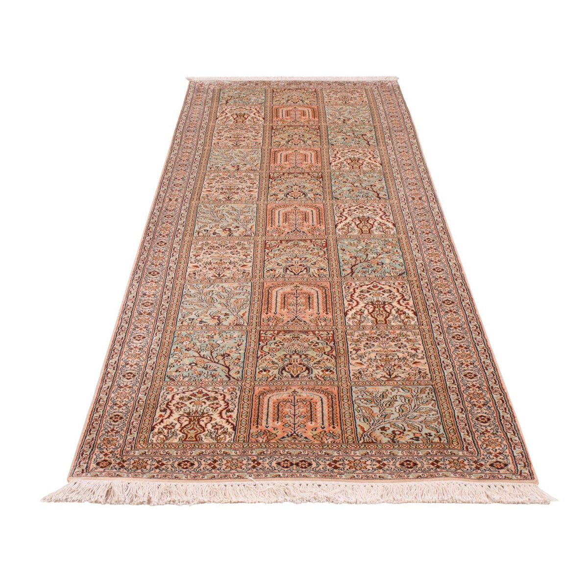 Tapis de couloir Tapis en soie - Soie du Cachemire - 287 x 80 cm - beige foncé
