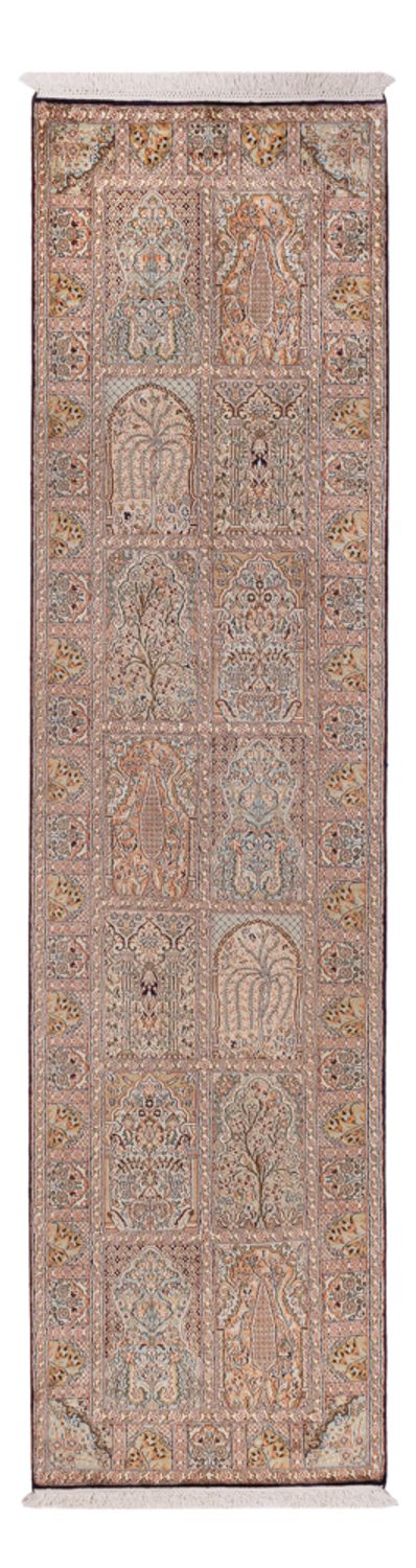 Tapis de couloir Tapis en soie - Soie du Cachemire - 296 x 77 cm - beige foncé
