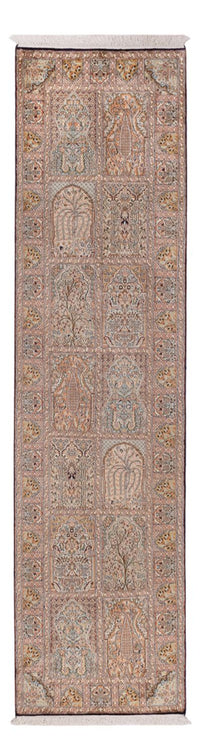 Tapis de couloir Tapis en soie - Soie du Cachemire - 296 x 77 cm - beige foncé